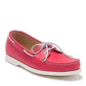LONGCHAMP Leather Boat Deck Shoe Loafer Flat Pink White FR40 US9